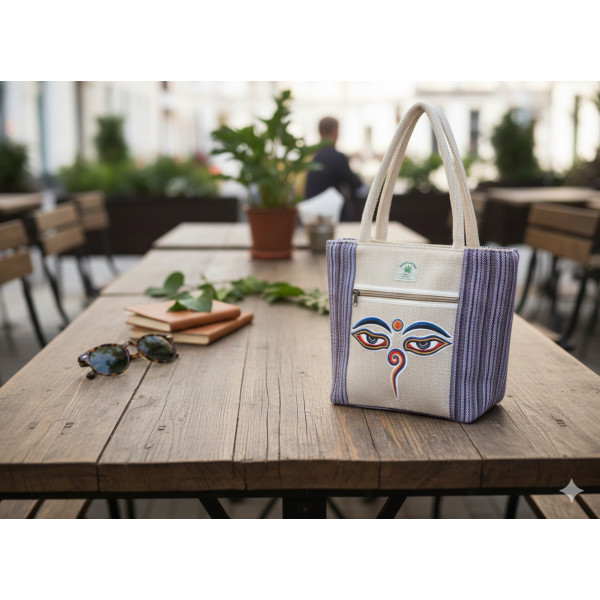 Eye Print Cotton Shoulder Bag for Women - Image 2