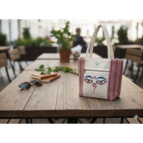 Eye Print Cotton Shoulder Bag for Women - Image 3