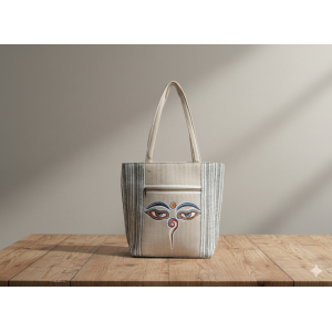 Eye Print Cotton Shoulder Bag for Women