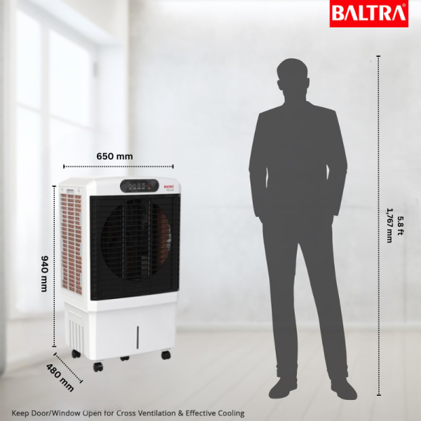 BALTRA Air Cooler | Booze | 60 ltr | Remote Control | Portable wheels | 1350 motor RPM | Timer option | 12 months warranty - Image 2