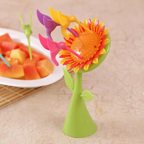 Navisha Birdie Fruit Fork Bird Shape Stick Tree Shape Holder Tableware Food Grade - Image 5