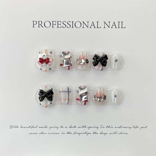 press on nail round/medium/short/oval/long almond/christms design shape 10 pcs with size(small ,medium, large,extra small) - Image 5