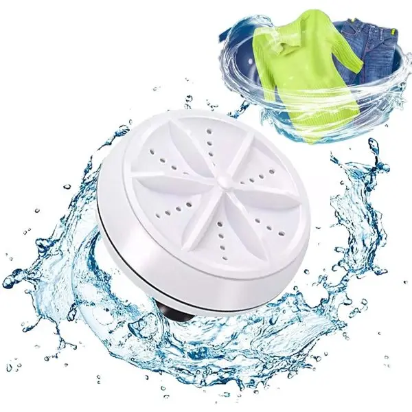 Portable Mini Washing Machine Ultrasonic Turbine Clothes Washer for Travel Home - Image 2