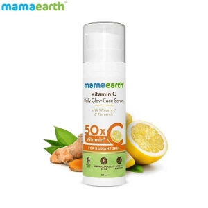 mamaearth Vitamin C Daily Glow Face Serum for Men & Women - Vitamin C Serum for Glowing Skin, Oily Skin & Dark Spots, With 50x Vitamin C -30ml