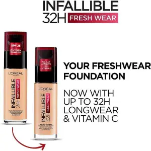 L'Oreal Paris Infallible 32hr All Day Fresh Wear Foundation with Vitamin C, 140, SPF 25 By Genuine Collection