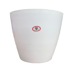 14 Inch White Cool Plastic Pot With Rolling Wheels For Indoor Outdoor Garden