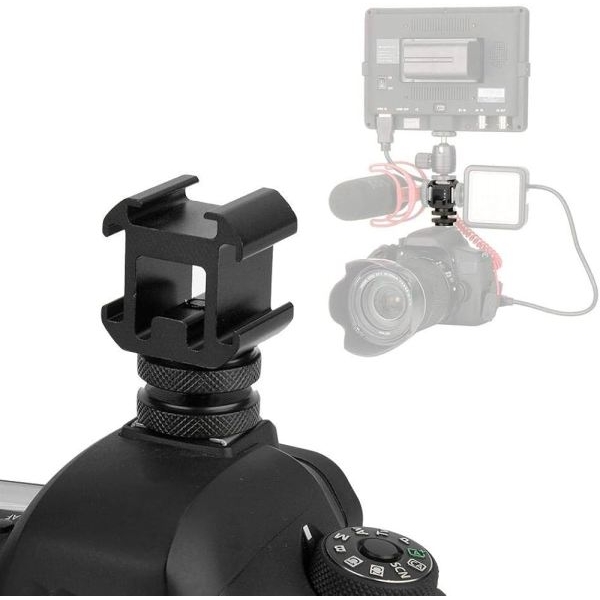 Hot Shoe Extension Camera Hot Shoe Mount, Aluminium Alloy Dual Layer Screw - Image 3