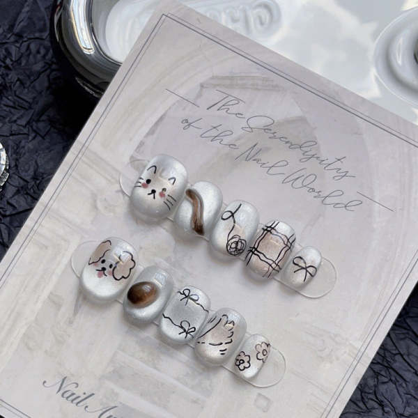 press on nail round/medium/short/oval/long almond/christms design shape 10 pcs with size(small ,medium, large,extra small) - Image 2