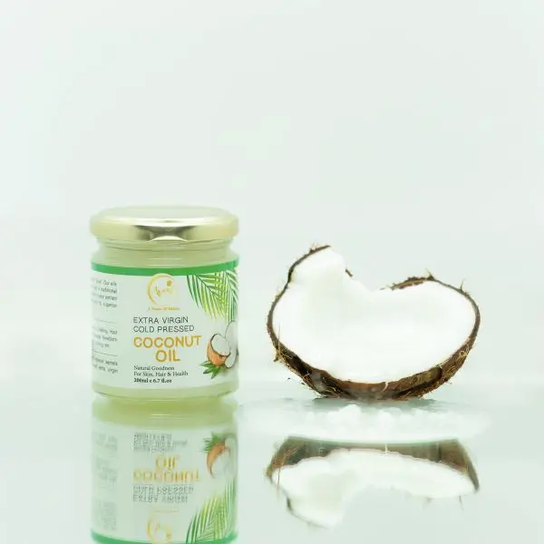 Avani 100% Natural Extra Virgin Cold Pressed Round Glass Coconut Oil 200ml for Skin, Hair and Health Care - Image 2