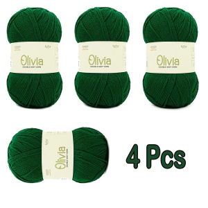 4 Pcs OLA019 Dark Green Ganga Oliva Knitting Yarn 100 Grams
