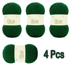 4 Pcs OLA019  Dark Green Ganga Oliva Knitting Yarn 100 Grams