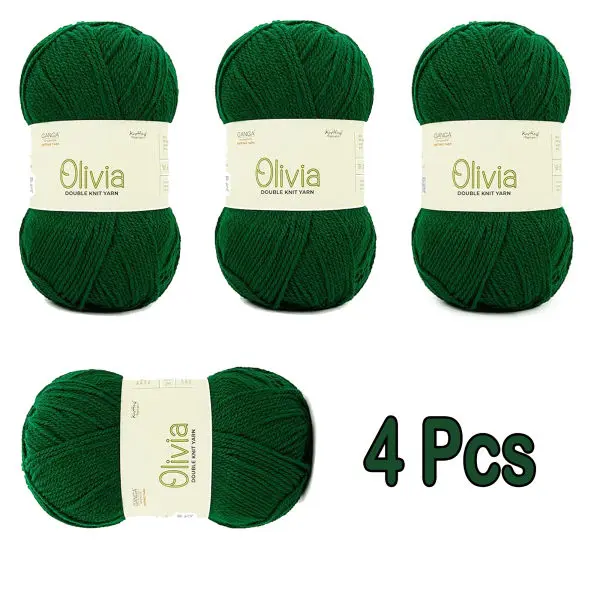 4 Pcs OLA019 Dark Green Ganga Oliva Knitting Yarn 100 Grams