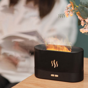 Flame Aroma Diffuser, Flame Diffuser Humidifier with 2 level of brightness adjusment, 180ml Aromatherapy Diffuser with Auto-Off Protection for Spa, Home, Yoga, Office, Bedroom