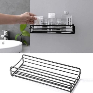 Rectangular Adhesive Metal Bathroom Rack, Bathroom Storage, Stainless Steel Bathroom Corner Shelf Organizer