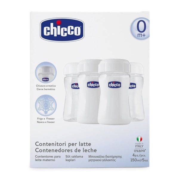 Chicco Milk Container Well Being Silicone Bottle - 4 Pcs - Image 2