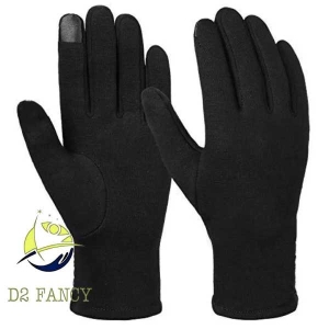 Black Gloves Inside Fur With Touch