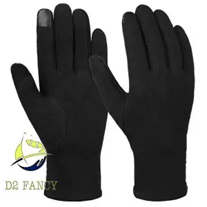 Black Gloves Inside Fur With Touch