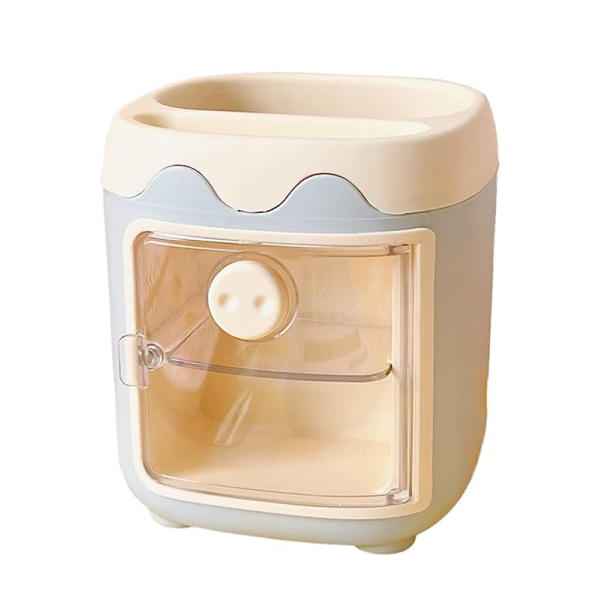KOJA Pig Shape Jelly Desk Pencil Pen Makeup Brushes Holder Stationery Storage Box Pen Organizers With 2 Compartments - Image 3