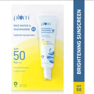Plum Rice Water And Niacinamide Hybrid Sunscreen SPF 50 PA+++ 50g
