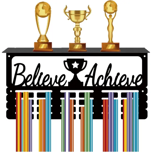 Medal Holder Wooden Aesthetic Trophy Stand Proud Display of Trophies with Different Designs Available Best for Gifting and Home Wall Decor in Black - Image 6