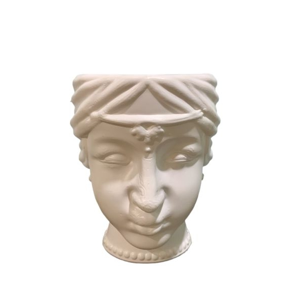 4.5 Inch Beautiful Queen Faced Pot Head Planter For Home Office Desk Balcony Decor - Image 5