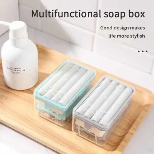 Laundry Rolling Soap Box Portable Soap Bar Box Dispenser with Rubber Roller | Travel Soap Holder Multifunctional Soap Dish