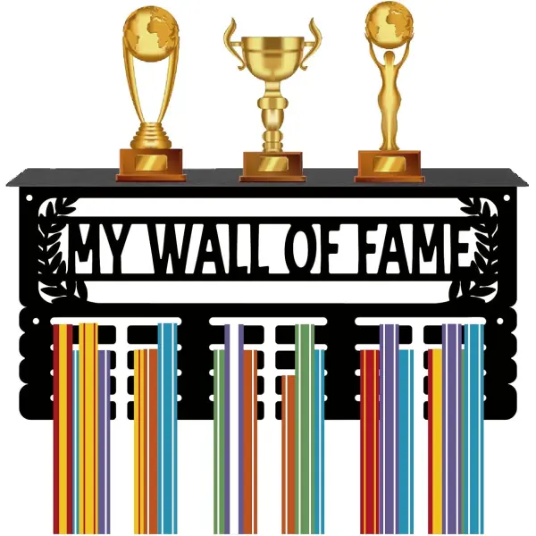 Medal Holder Wooden Aesthetic Trophy Stand Proud Display of Trophies with Different Designs Available Best for Gifting and Home Wall Decor in Black - Image 8