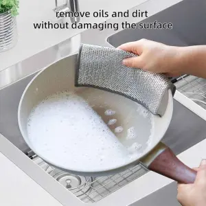 Pack of 5 Multipurpose Wire Dishwashing Rags for Wet and Dry Stainless Steel Scrubber for Utensils Non-Scratch Wire Dishcloth for Washing Dishes Sinks Counters Easy Rinsing Machine Washable
