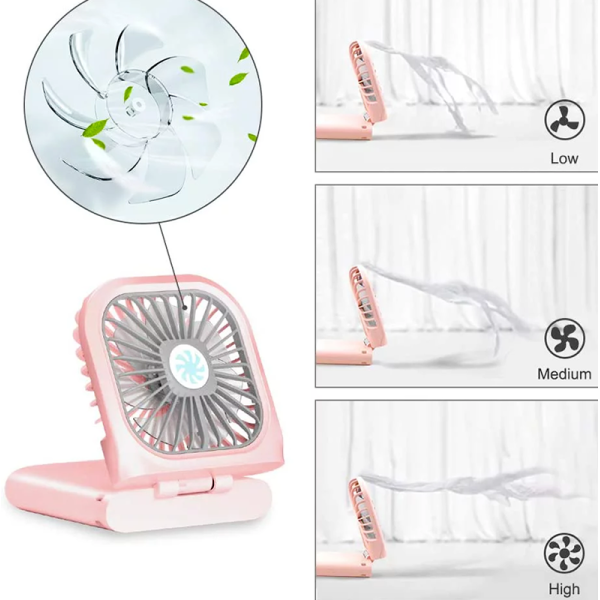 KOJA Foldable Mini Multi Function Portable Handheld Creative USB Rechargeable 3 Speed ​​Adjustable Outdoor Mini Fan 800 Mah - Image 4