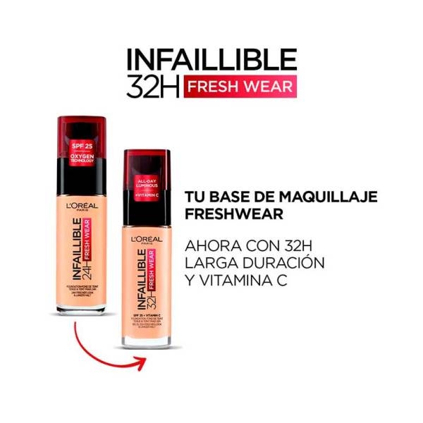 L'Oréal Paris Infallible 24h Foundation 140 Golden Beige 30ml - Image 3