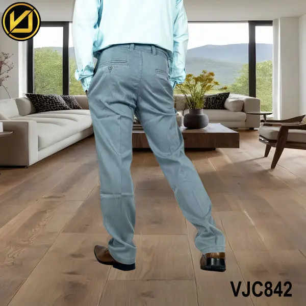 VIRJEANS (VJC842) Linen Formal Pant For Men-Light Blue - Image 2