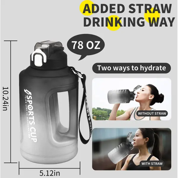 KOJA 1.5 Ltr Water Bottle with Straw Fitness Sports Gradient Plastic Cup Daily Tumbler with Motivational Time Marker LeakProof Water Bottle - Image 3