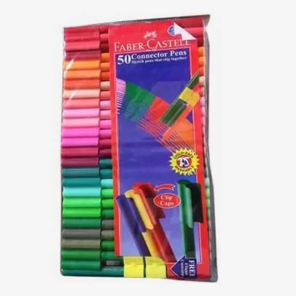 Faber Castell Connecting Together Sketch Pen Set of 50 Multicolour Sign Pens By Mitrata - Image 2