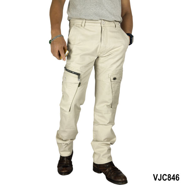 VIRJEANS (VJC846) Stretchable Cargo Box Pant For Men-Cream - Image 5