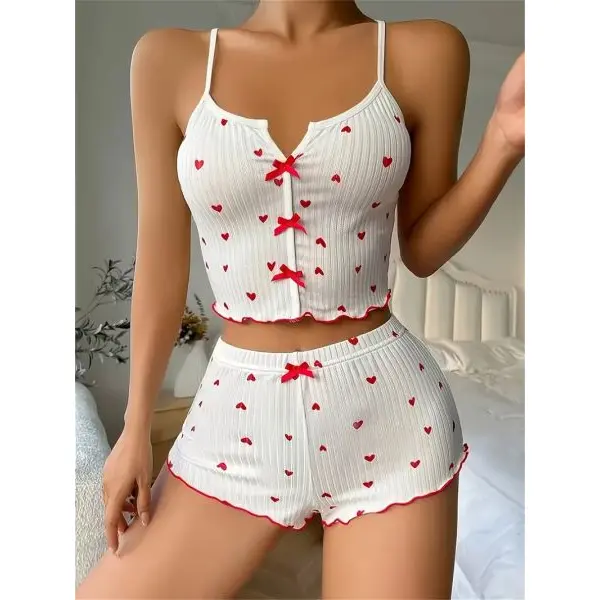 Fancyra 2 Piece Pajama Set for Women Sleeveless Cami Top and Shorts Pajama Set - Image 2
