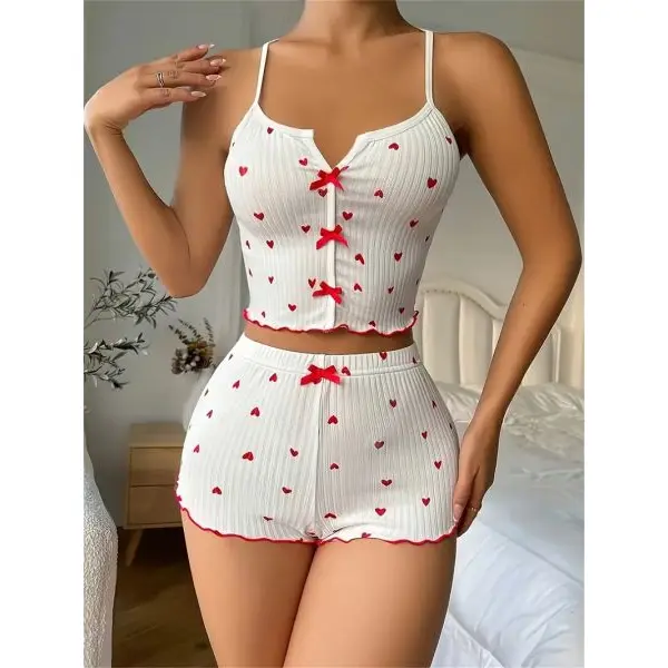 Fancyra 2 Piece Pajama Set for Women Sleeveless Cami Top and Shorts Pajama Set - Image 3