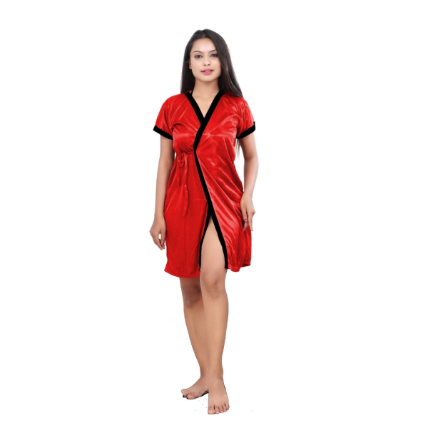 Fancyra 3 Pcs Set Nighty Nightwear Robe with Bikini Set for Women - Image 3