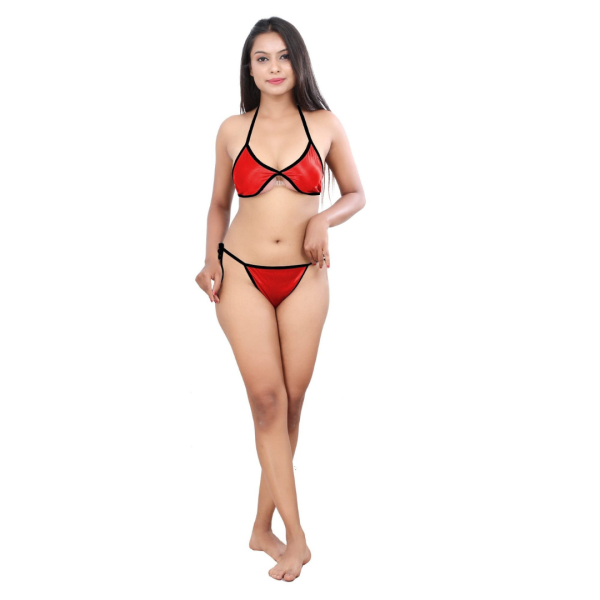 Fancyra 3 Pcs Set Nighty Nightwear Robe with Bikini Set for Women - Image 4