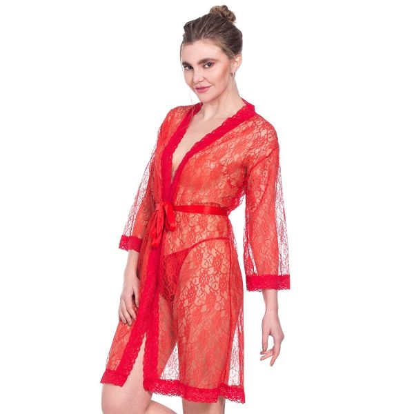 Fancyra Babydoll Lace Net Robe Lingerie Nightwear Dress Free Size - Image 2
