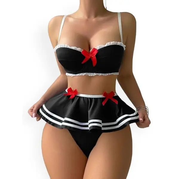 Fancyra Babydoll Lingerie Crop Top & Lingerie Set Flirty Nightwear for Women - Image 5
