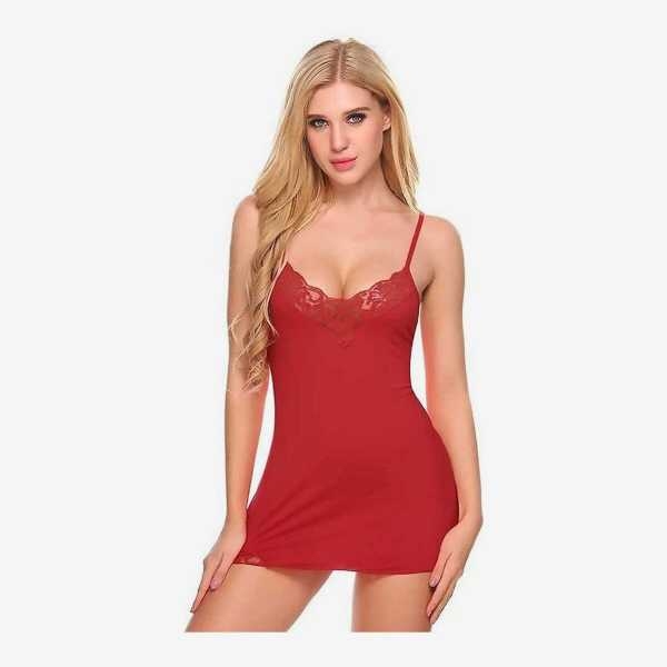 Fancyra BabyDoll Lingerie Dress With G String - Free Size (Red) - Image 2