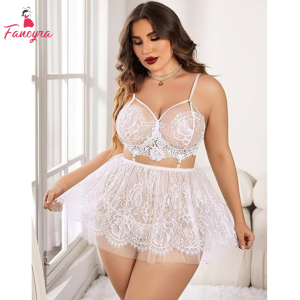 Fancyra Babydoll Lingerie Lace Mesh Nightwear Chemise Nighty For Women