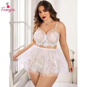 Fancyra Babydoll Lingerie Lace Mesh Nightwear Chemise Nighty For Women