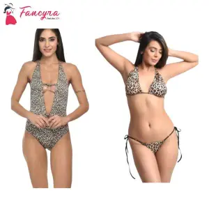 Fancyra Babydoll Lingerie Nightdress And Bikini Bra Panty Set Tiger Print Design