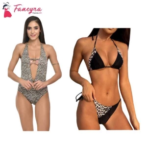 Fancyra Babydoll Lingerie Nightdress And Bikini Bra Panty Set Tiger Print Design