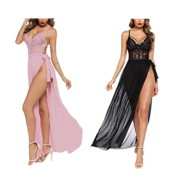 Fancyra Babydoll Lingerie Nightdress Long Night Gown Sleepwear Free Size - Image 2