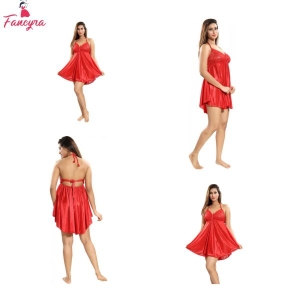 Fancyra Babydoll Night Dress For Women Free Size Red Color