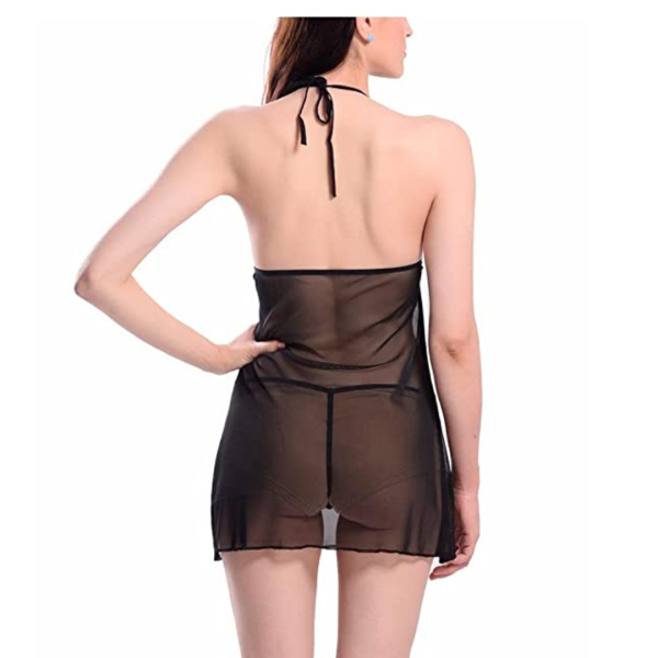 Fancyra Babydoll Nightwear Net Above Knee Lingerie With Panty Free Size - Image 2