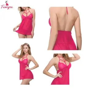 Fancyra Babydoll Nightwear Net Above Knee Lingerie With Panty Free Size