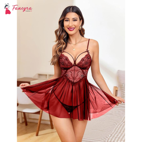 Fancyra Babydoll Stylish Nightdress Lingerie For Women Free Size - Image 3